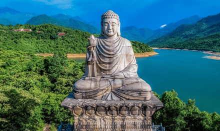 Shakyamuni Buddha statue in front of the monastery